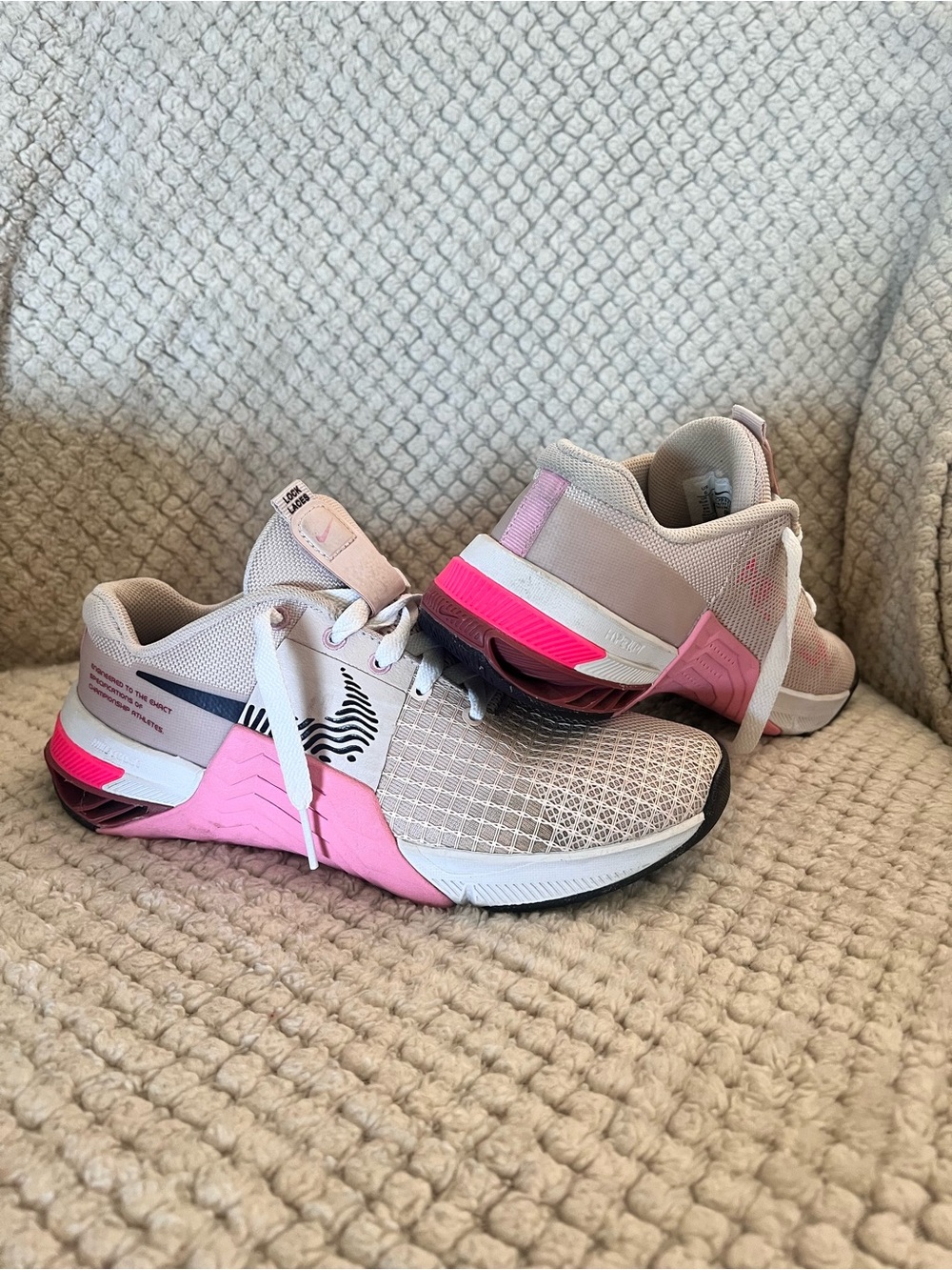 Nike Women's Light Pink and Hot Pink Training Sneakers
